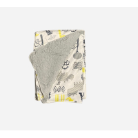 O.T. Trends Babydeken Ledikant Baby Omslagdoek - Zacht gevoerd - 100 x 75 Centimeter Wit met dieren uit de dierentuin  1+1 gratis